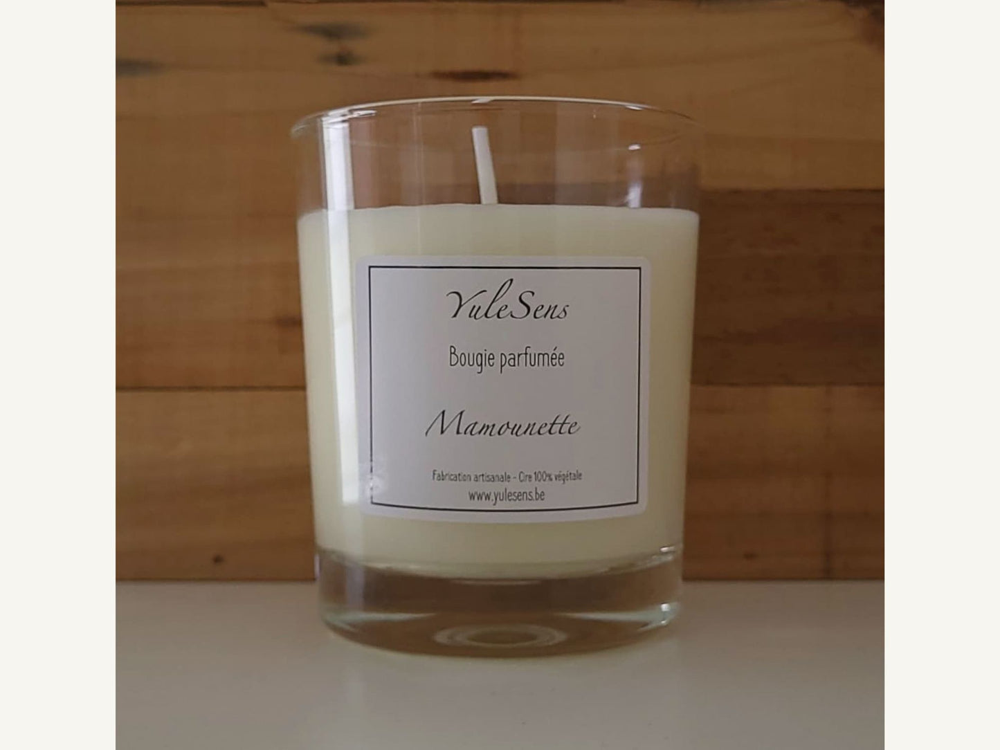 Bougie parfumée Mamounette YuleSens en cire végétale naturelle avec verre transparent