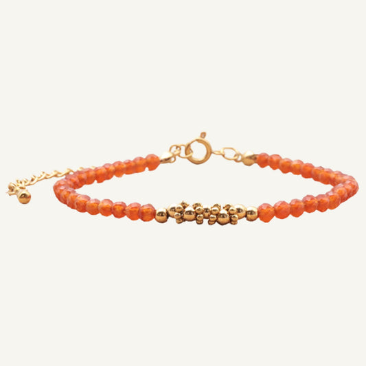 Bracelet Auréa en cornaline et acier inoxydable doré