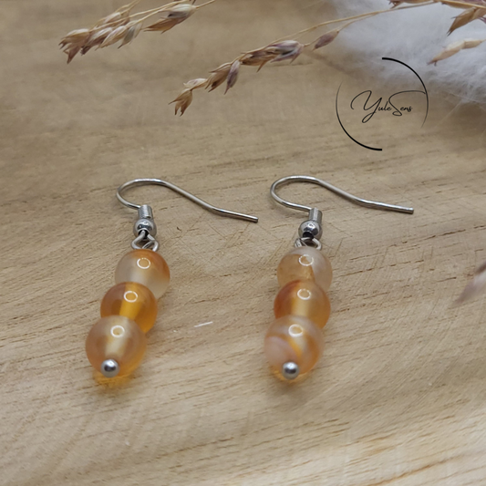Boucle d'oreilles Trio 6mm pierre naturelle Cornaline