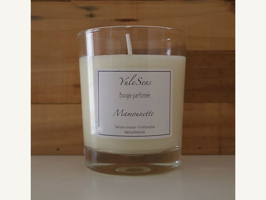Bougie parfumée Mamounette YuleSens en cire végétale naturelle avec verre transparent